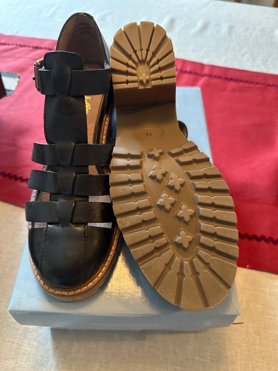 Seychelles Social Butterfly Leather Black Fisherman Sandals Size 7.5 - Picture 3 of 3